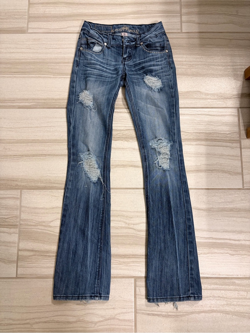 Almost Famous Distressed Blue Flare Jeans